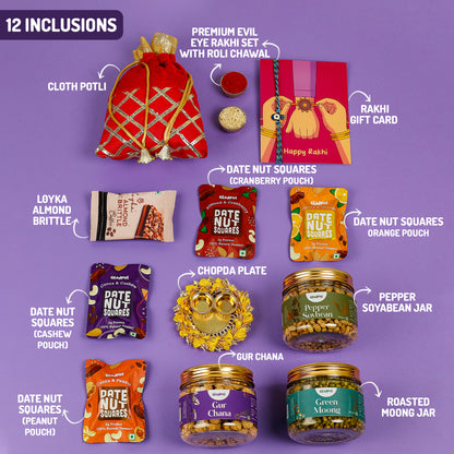 Heartfelt Rakshabandhan Gift in Delights by Gladful Yellow Box - 11 Products