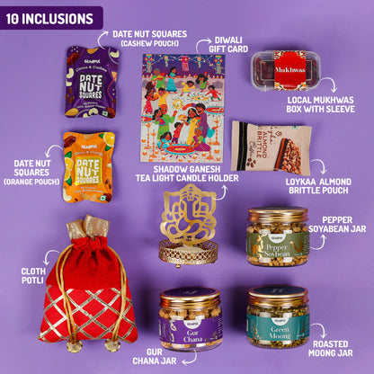 Joyous DiwalIi Gift Hamper in Gratitude by Gladful Pink Box - 9 Products