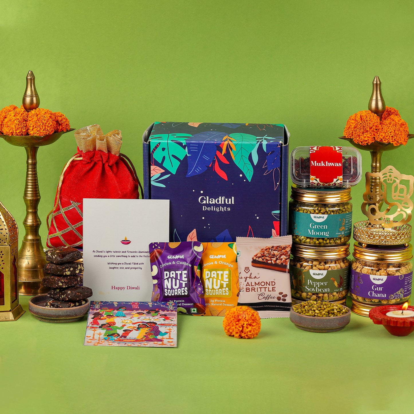 Luxury Diwali Gift Hamper in Gladful Delights Blue Box - 10 Products