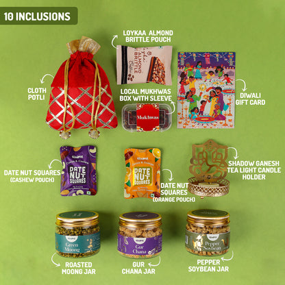 Luxury Diwali Gift Hamper in Gladful Delights Blue Box - 10 Products