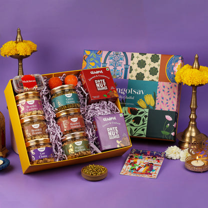 Khushiyon ki Diwali Gift Hamper in Rangotsav by Gladful Box - 12 Products