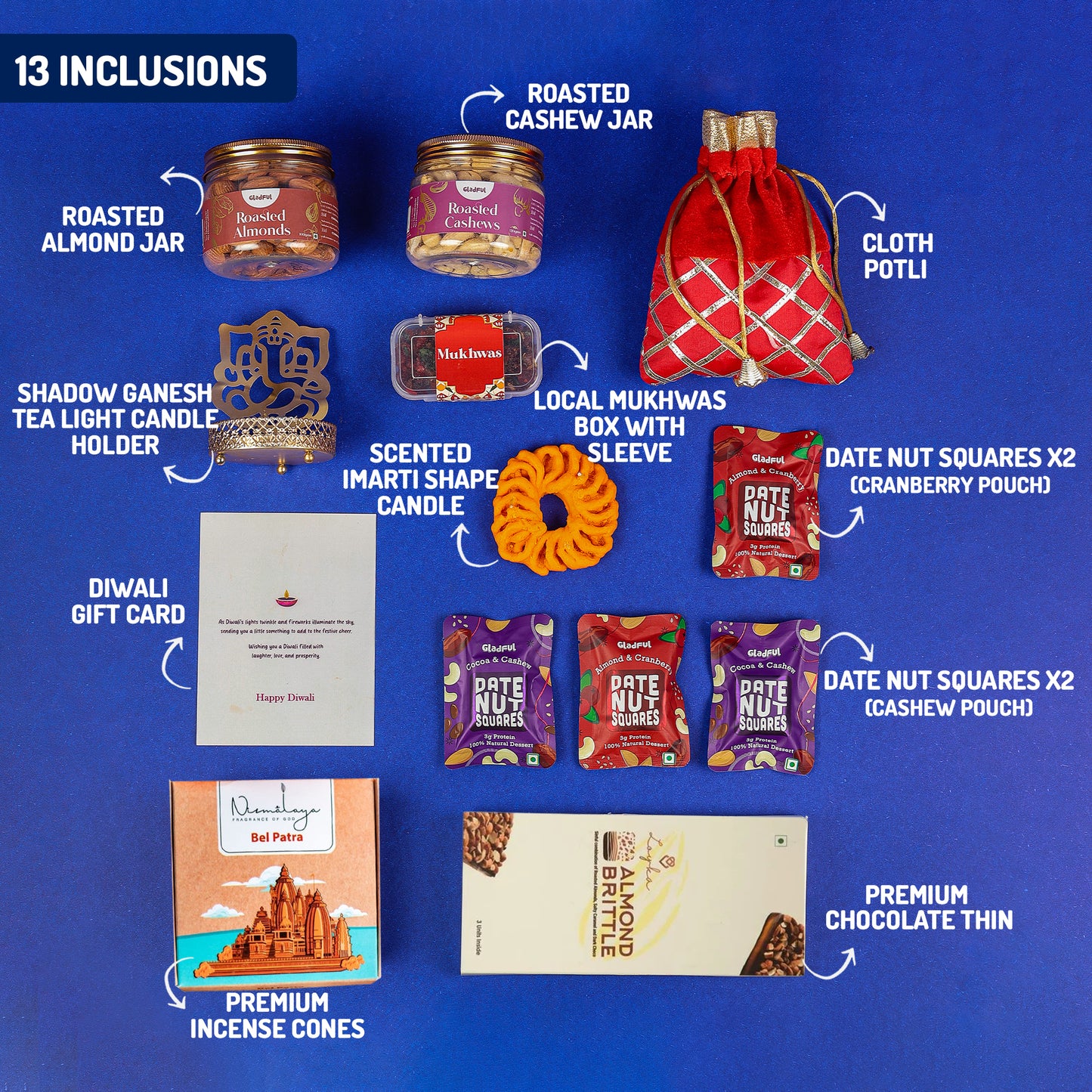 Royal Diwali Gift Hamper in Genda Phool by Gladful Box - 10 Products