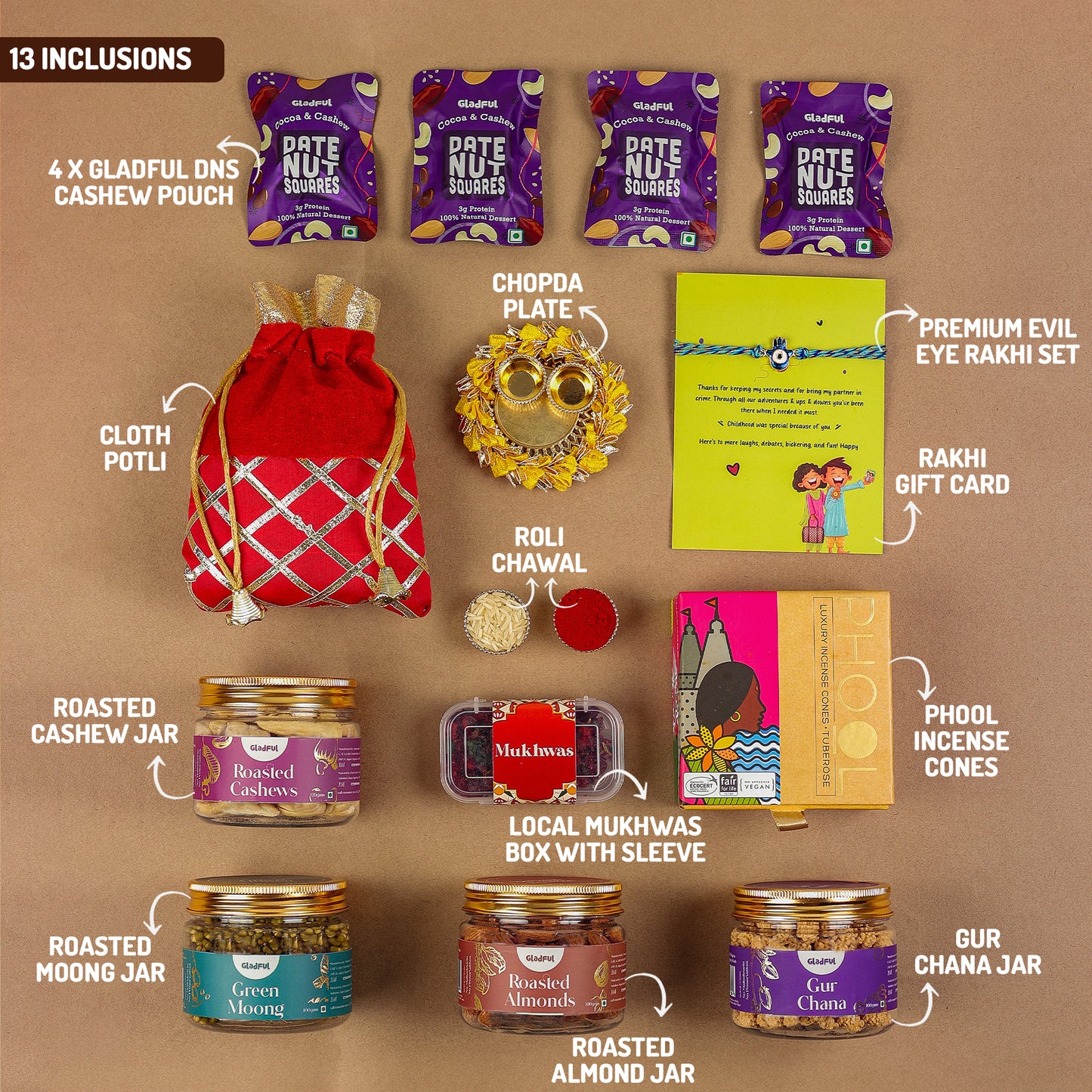 Luxury Rakhi Gift Hamper in Bageecha by Gladful Box - 13 Products