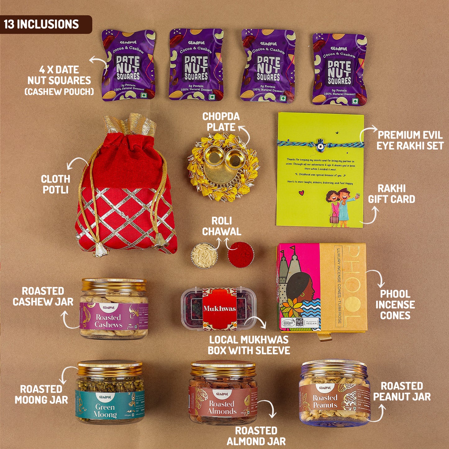 Luxury Rakhi Gift Hamper in Bageecha by Gladful Gift Box : 13 Products