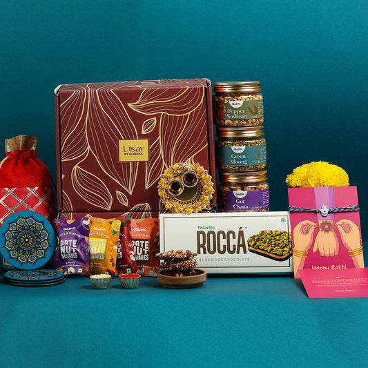 Premium Rakhi Gifts in Utsav by Gladful Maroon Box - 13 Products