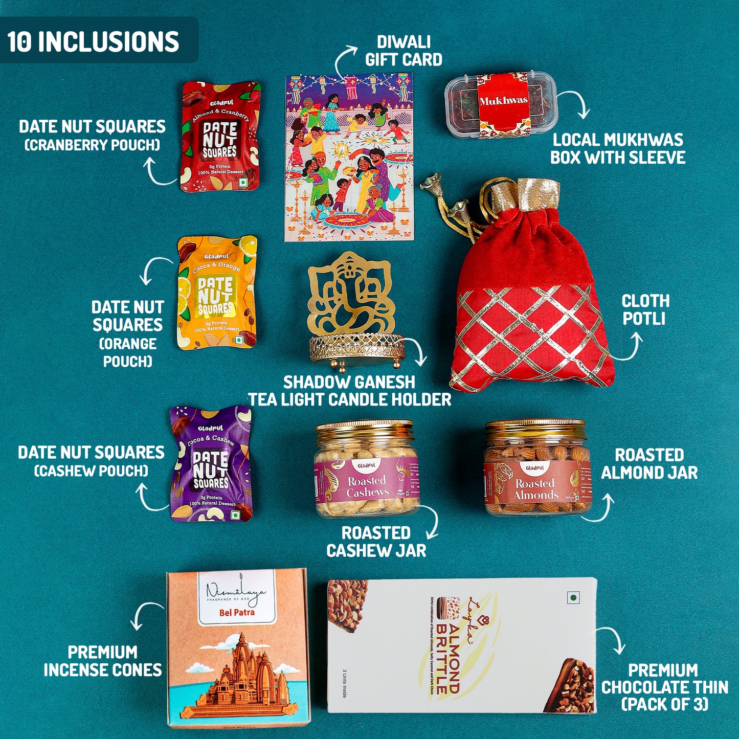 Diwali Utsav Gift  in Utsav by Gladful Maroon Box - 10 Products