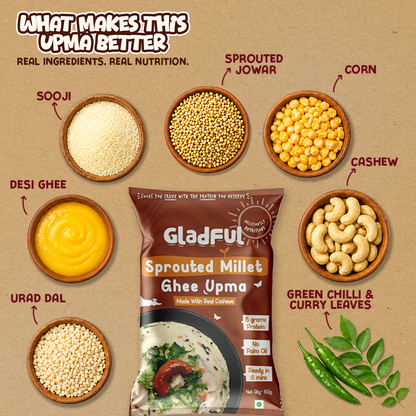 Gladful Desi Ghee and Millet Instant Upma with Cashews - Pack of 5