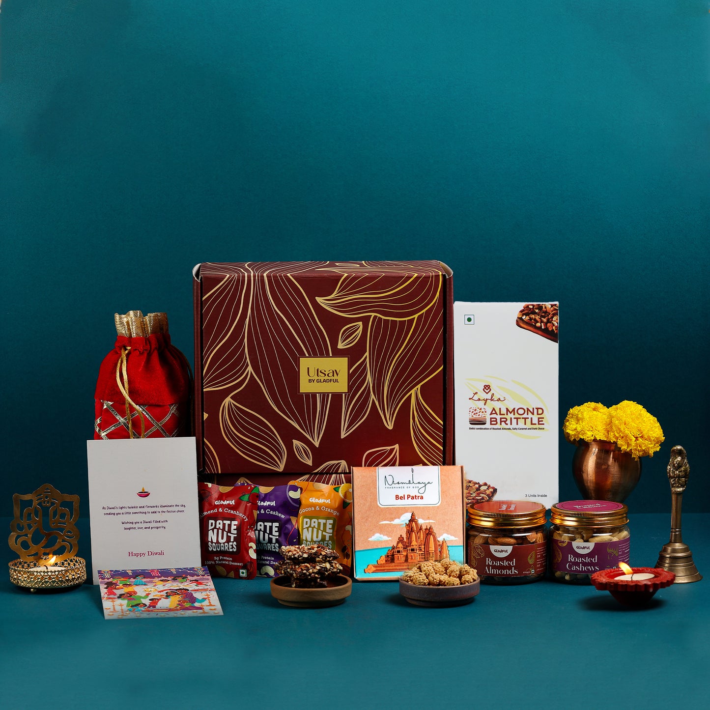 Diwali Utsav Gift  in Utsav by Gladful Maroon Box - 10 Products