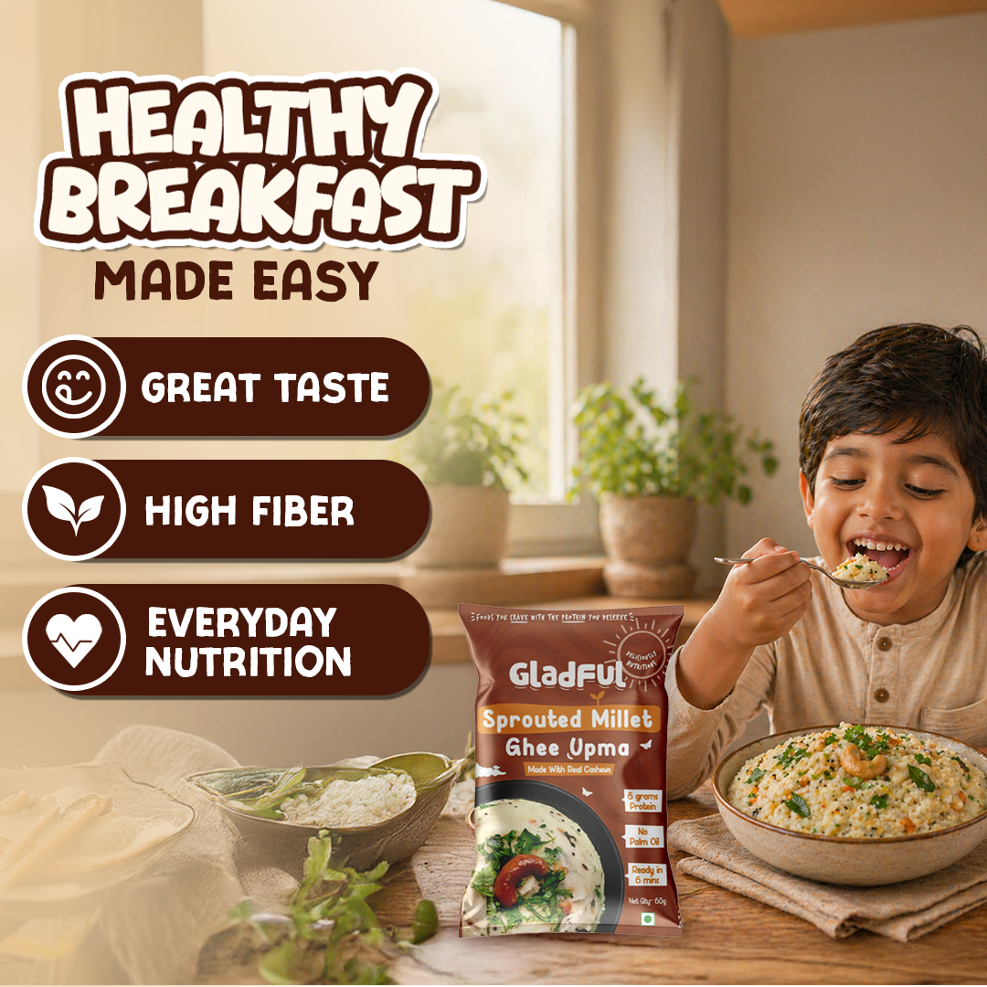 Gladful Desi Ghee and Millet Instant Upma with Cashews - Pack of 5