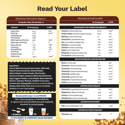 Nutra Milk Mix 13+ yrs | 400 gms | Chocolate | High Protein | No Refined Sugar | No Maltodextrin