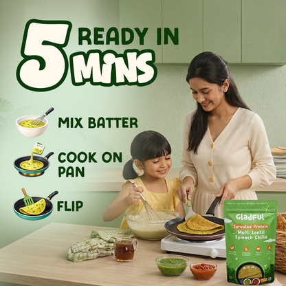 Spinach Chilla with Sprouted Lentils Instant Mix - 200gms