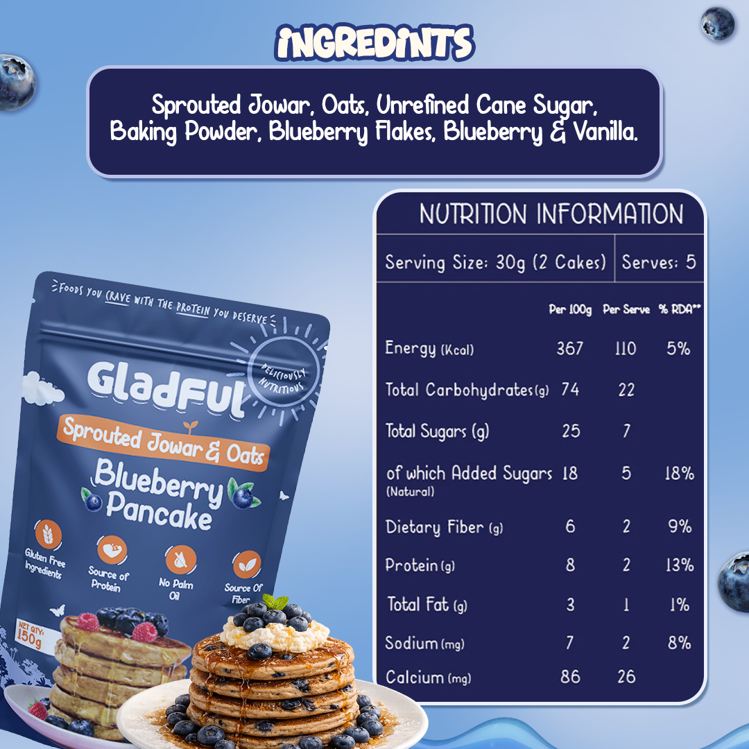 Blueberry Pancake Mix with Jowar and Oats - 150gms