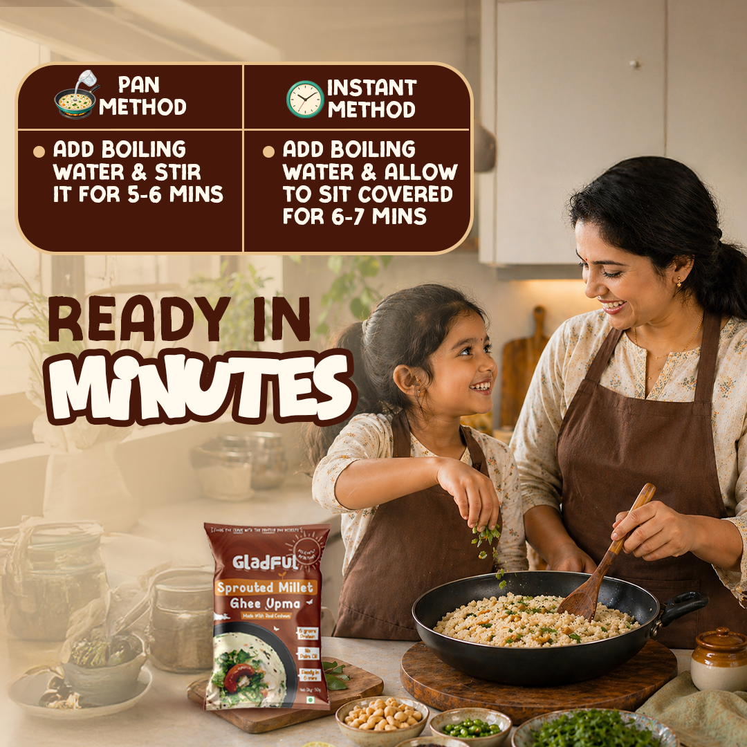 Gladful Desi Ghee and Millet Instant Upma with Cashews - Pack of 5