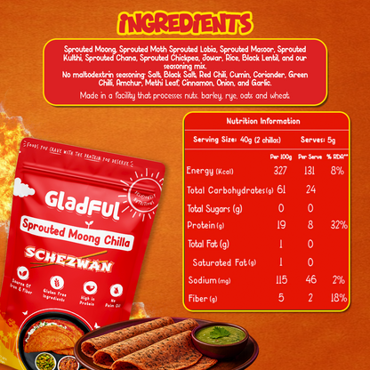 Schezwan Sprouted Moong Dal Chilla - 200gms