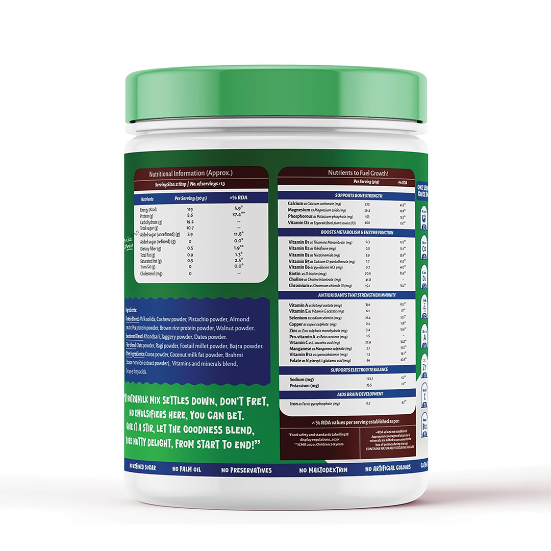 Nutra Milk Mix 7+ yrs | 400 gms | Chocolate | High Protein | No Refined Sugar | No Maltodextrin