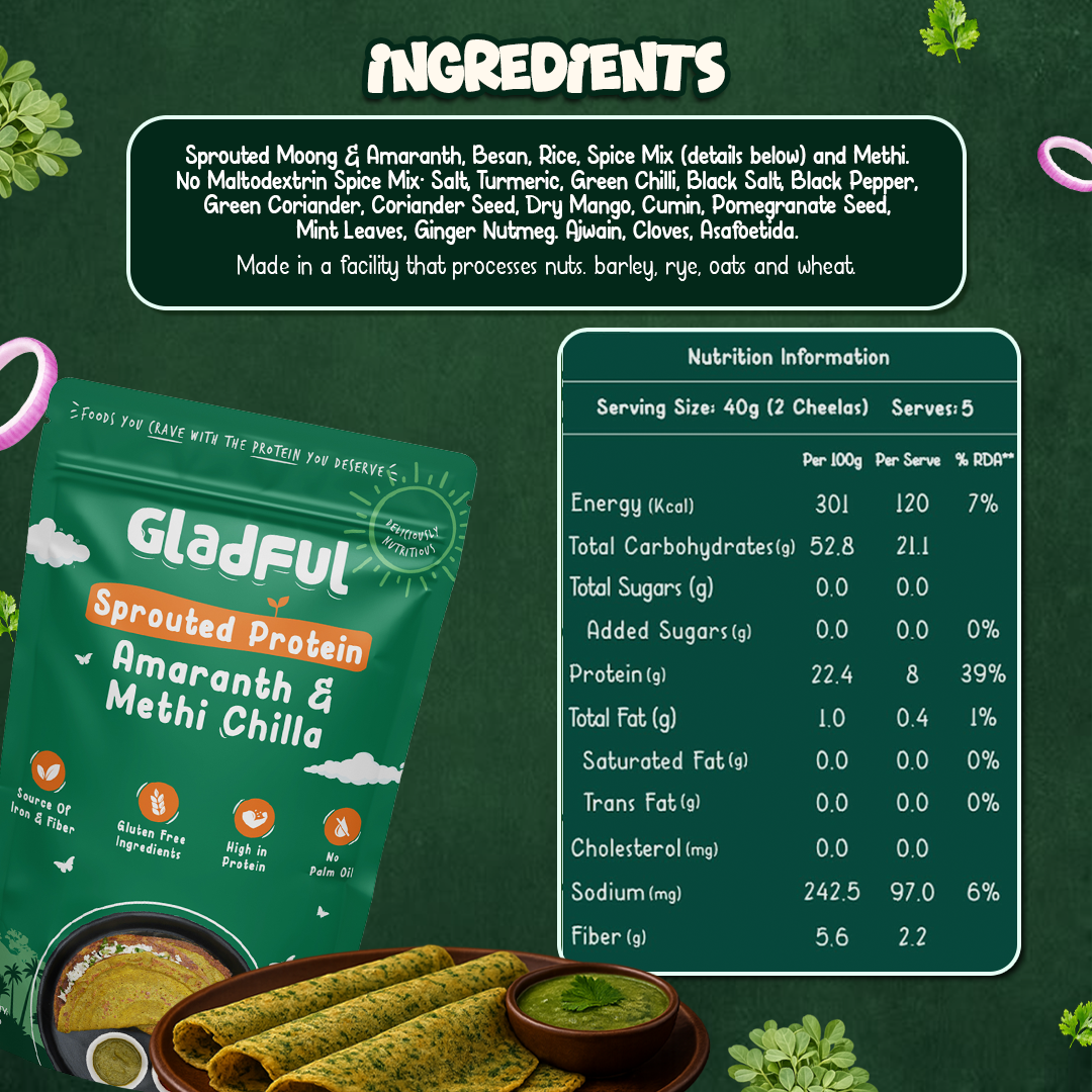 No Onion and No Garlic Methi & Amaranth Chilla Mix - 200gm