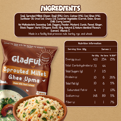 Gladful Desi Ghee and Millet Instant Upma with Cashews - Pack of 5