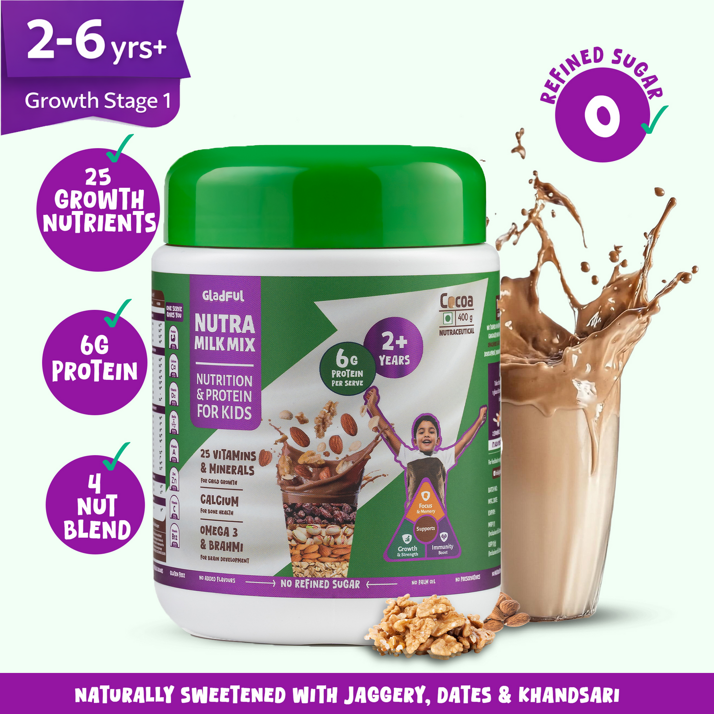 NutraMilk Mix 2+ yrs | Chocolate | High Protein | No Refined Sugar (400g)