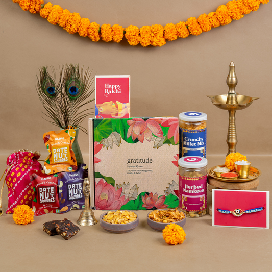 Wholesome Treats Rakhi Gift Box - 9 Products