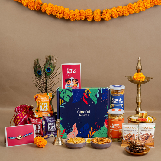 Healthy Treats and Wholesome Wishes Rakhi Gift Hamper - 11 Products