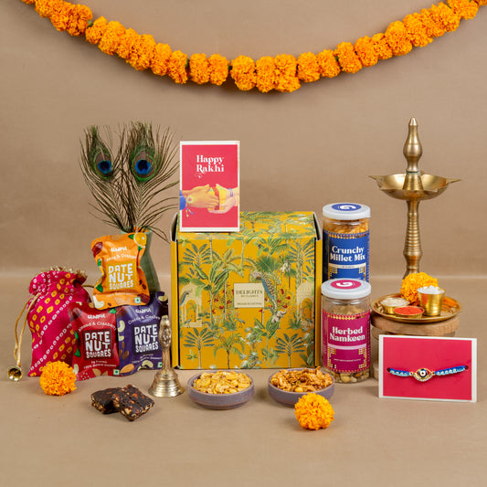 Wholesome Treats Rakhi Gift Box - 9 Products