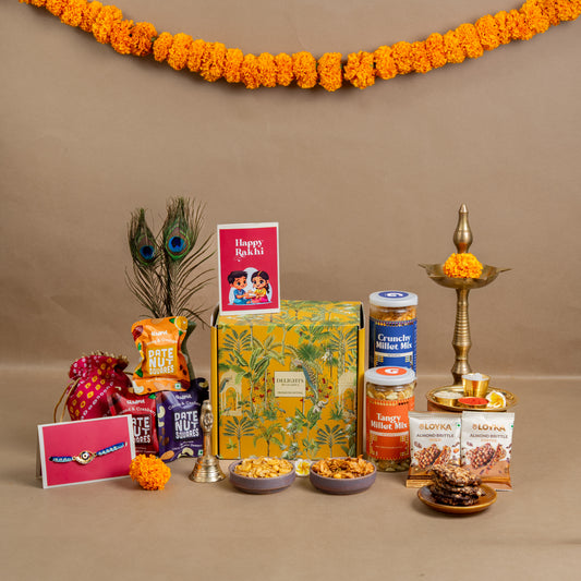 Healthy Treats and Wholesome Wishes Rakhi Gift Hamper - 11 Products