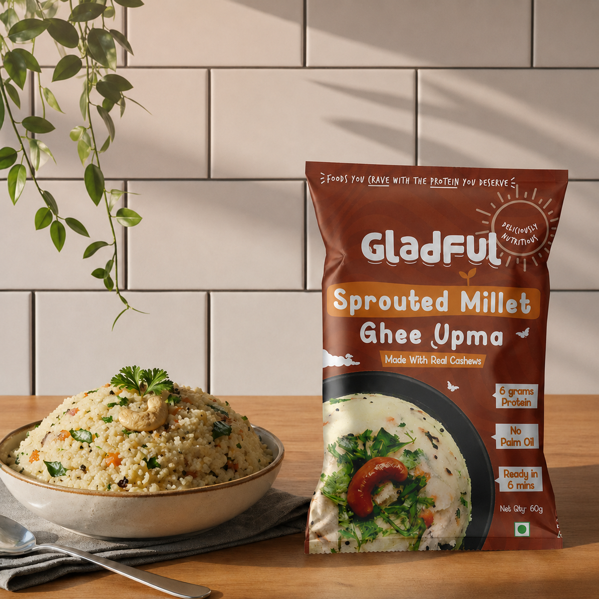 Ghee Upma Instant Mix with Sprouted Millets | Single Serve | 35 gms | No Palm Oil