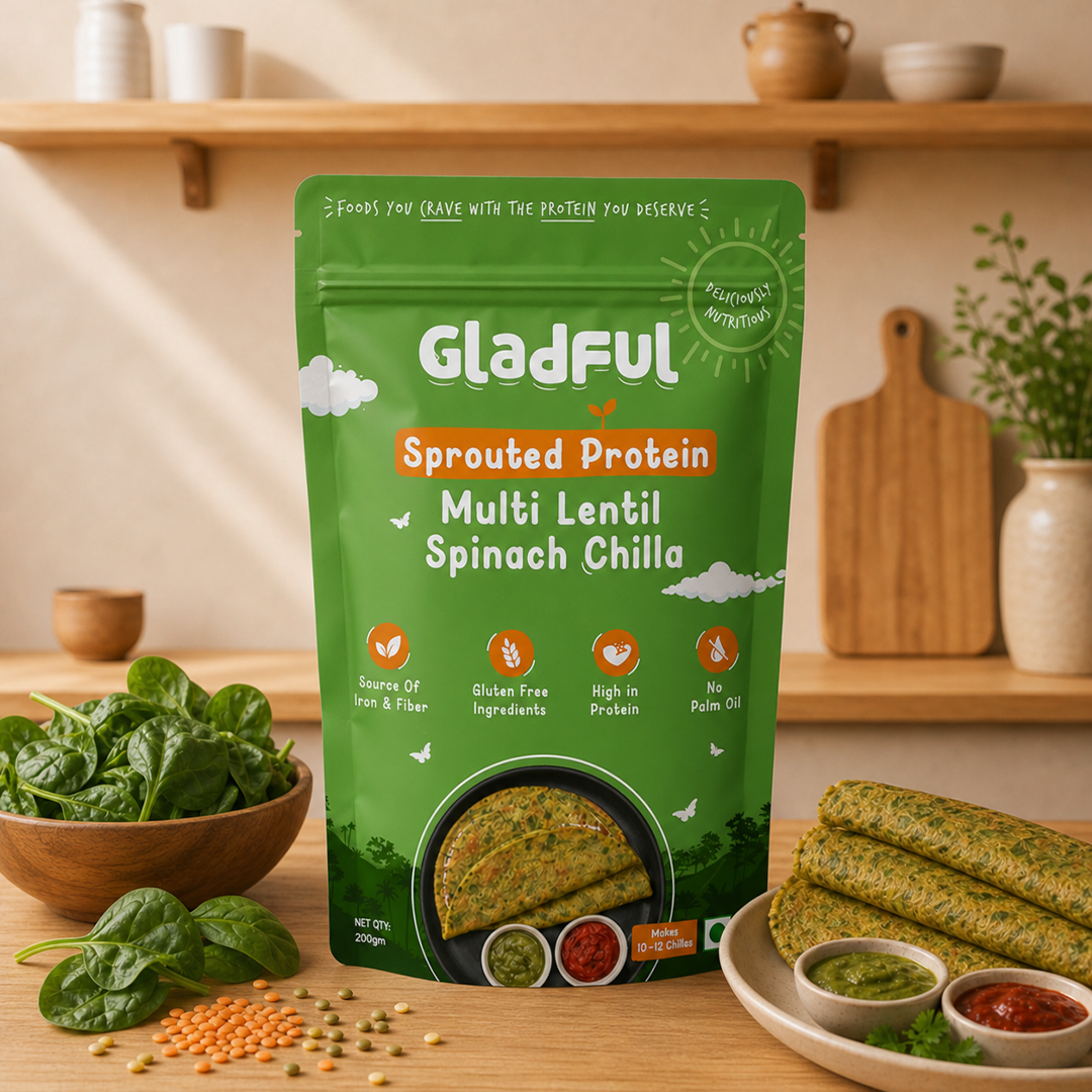 Spinach Chilla Mix with Sprouted Multi Lentil | 200gms | No Palm Oil | Gluten Free
