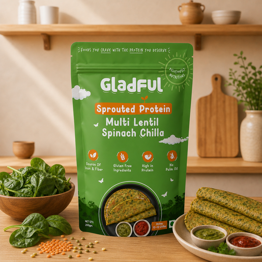 Spinach Chilla Mix with Sprouted Multi Lentil | 200gms | No Palm Oil | Gluten Free