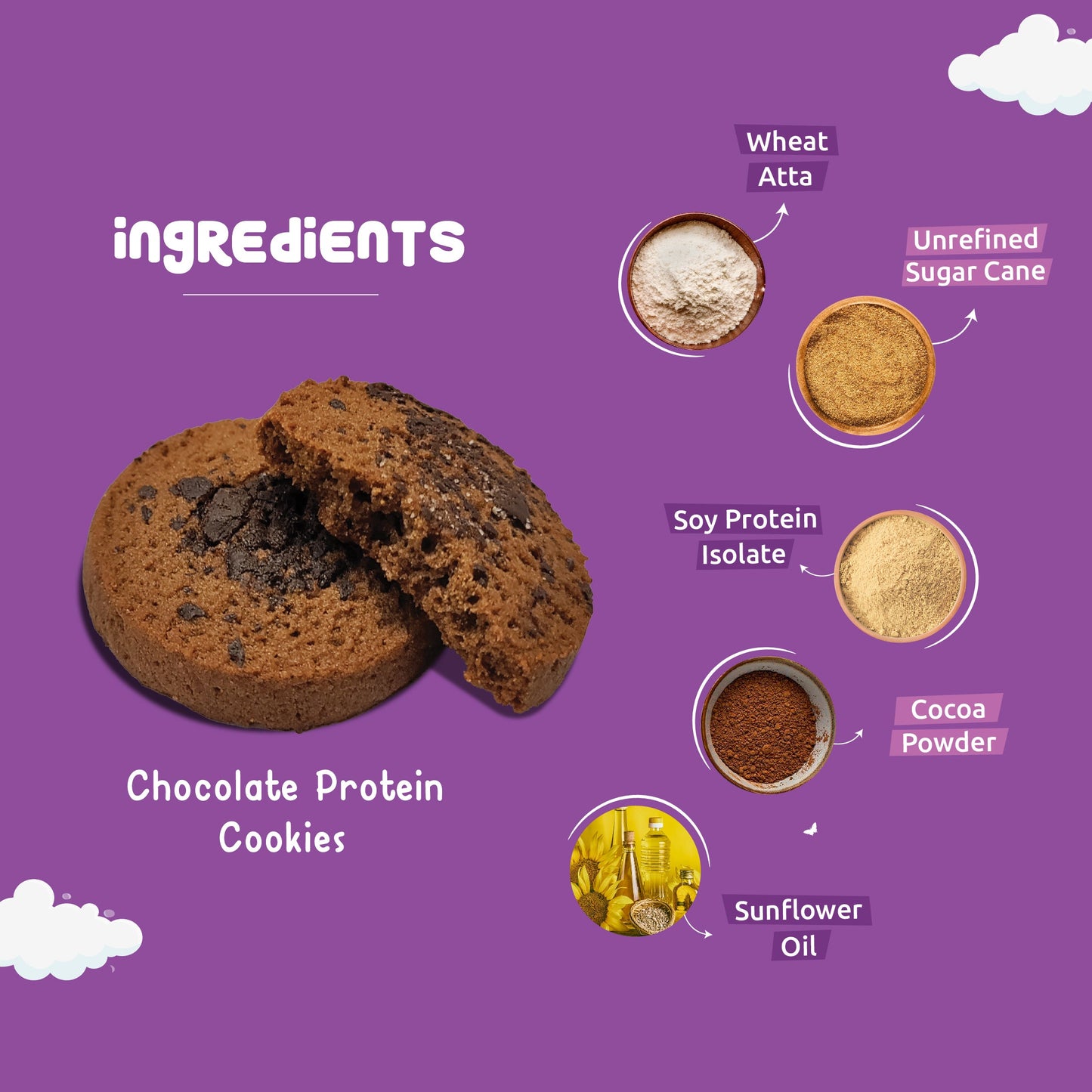 Chocolate Protein Cookies Made with Whole wheat Atta and Butter - Pack of 1
