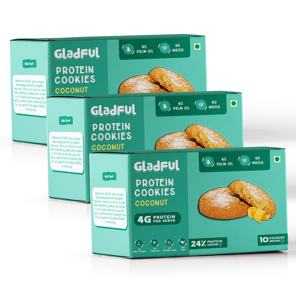 
            
                Load image into Gallery viewer, Coconut Protein Cookies Made with Wholewheat Atta &amp;amp; Butter - Pack of 3
            
        
