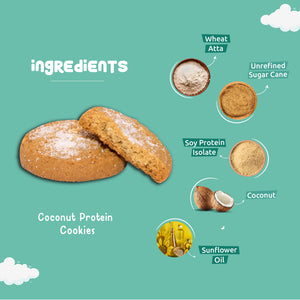 Coconut Protein Cookies Made with Wholewheat Atta & Butter - Pack of 3