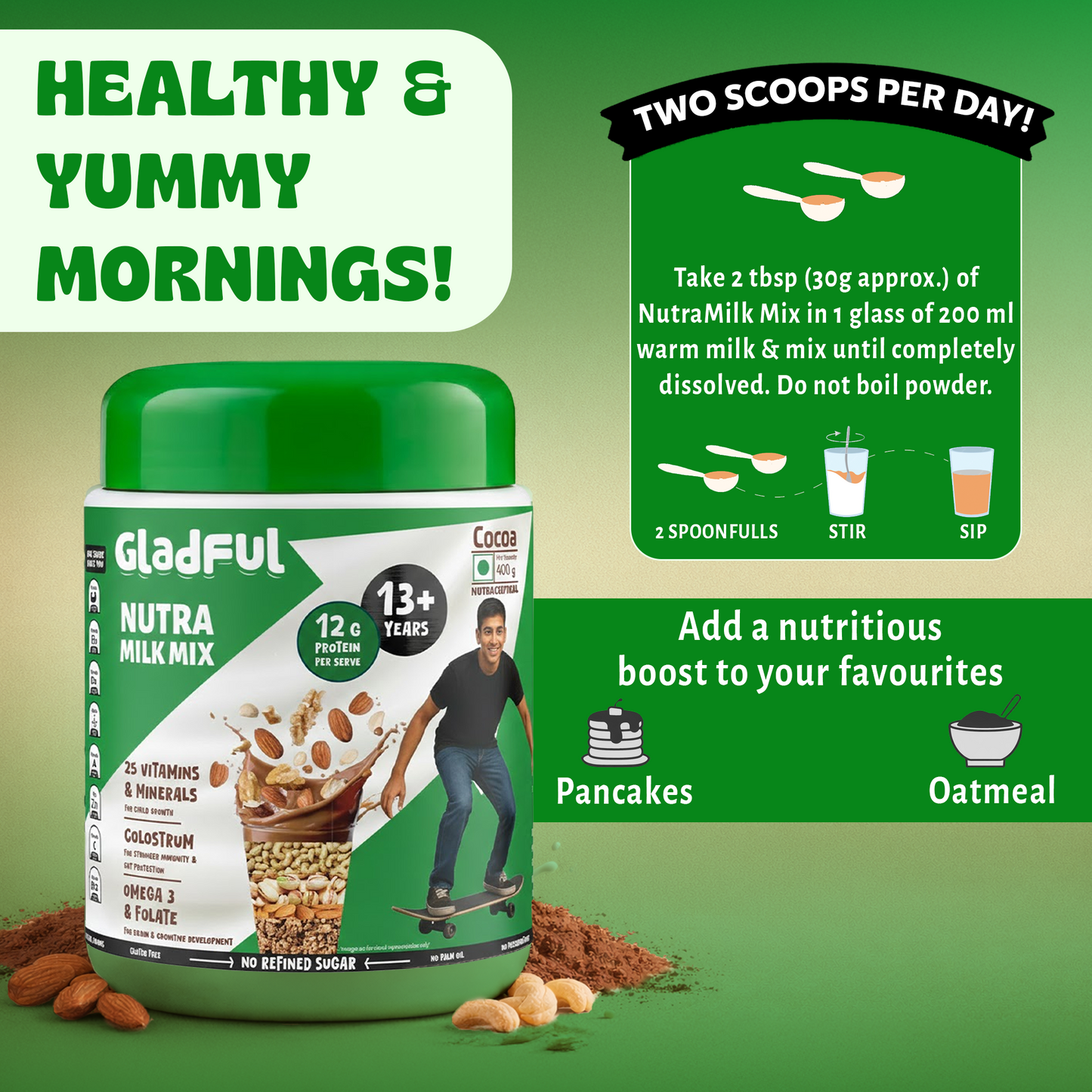 NutraMilk Mix Zero Refined Sugar Milk Mix for Teenagers - 400gms | Protein Milk Mix for Teenagers