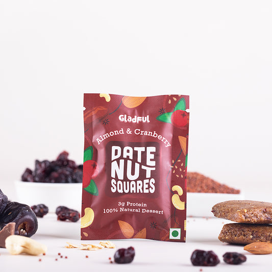 Date Nut Squares - Almond and Cranberry : 8 Bars