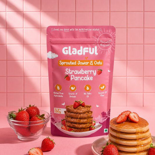 Strawberry Pancake Mix with Sprouted Jowar and Oats | 150gms | No Maida | No Refined Sugar