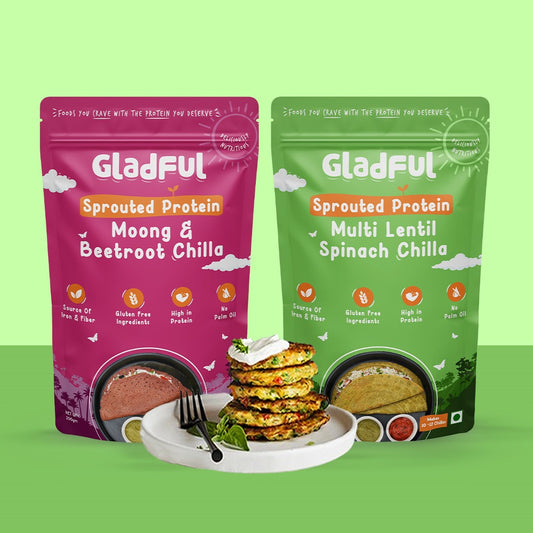 Gladful Spinach Chilla and Beetroot  Chilla Instant Mix Pack of 2*200gms