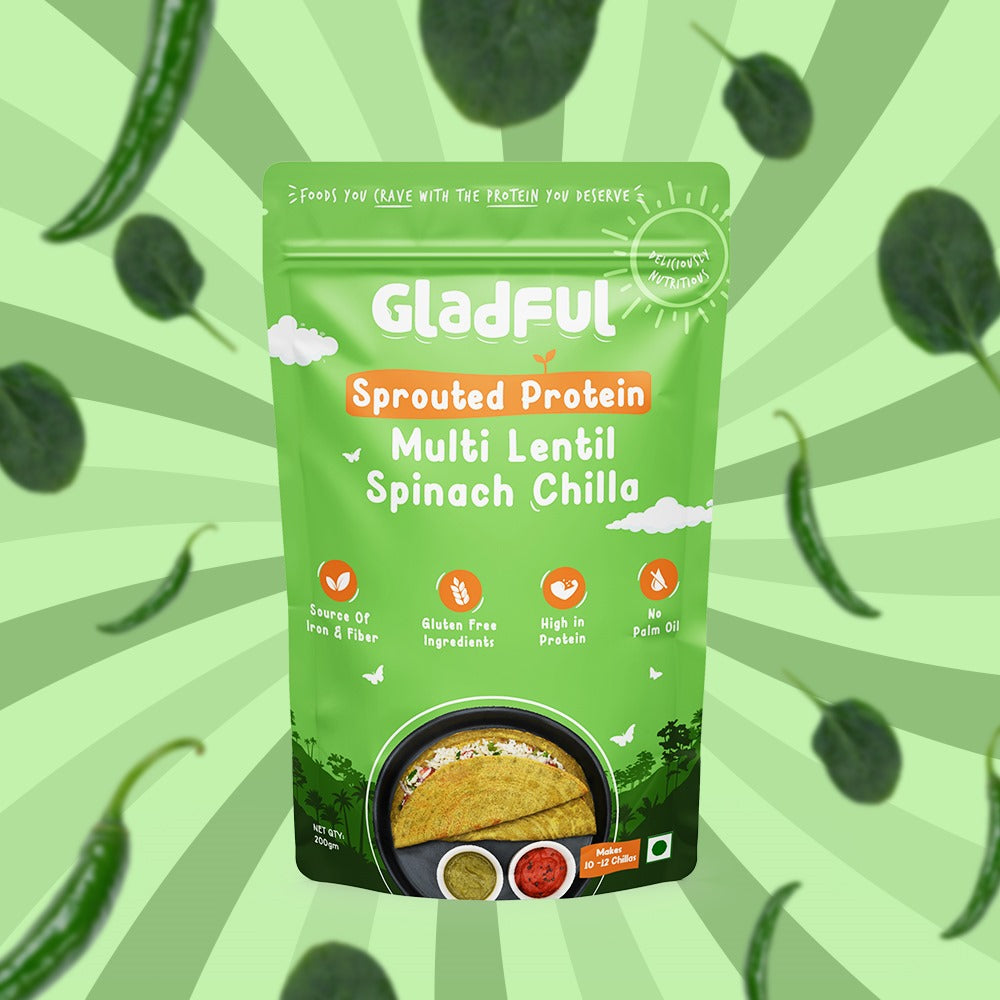 Spinach Chilla with Sprouted Lentils Instant Mix - 200gms