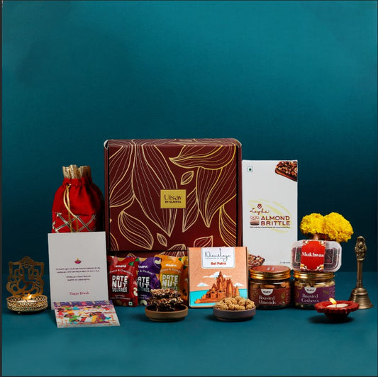 Diwali Utsav Gift  in Utsav by Gladful Maroon Box - 10 Products