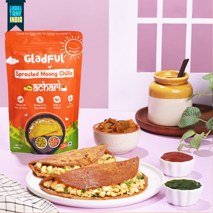 Gladful Sprouted Moong Dal Achari Chilla - 200gms