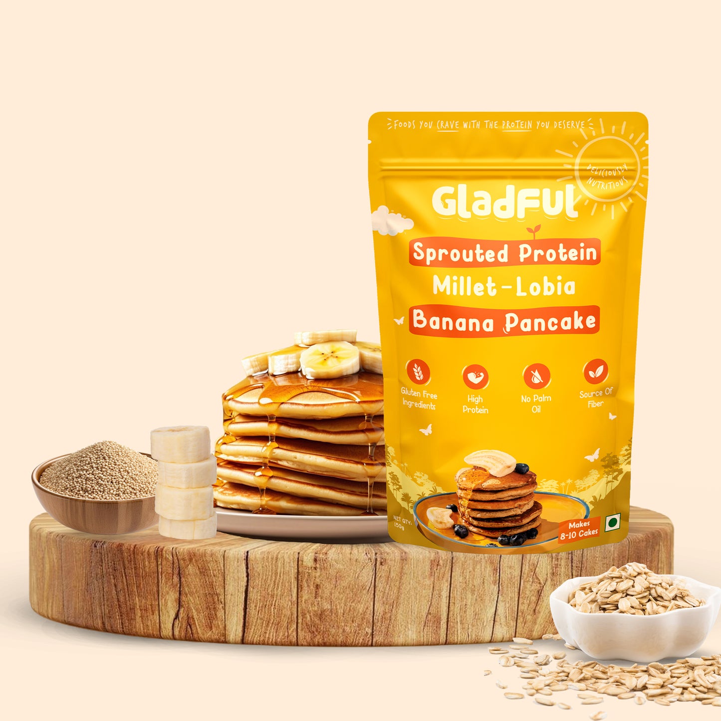 Banana Pancake Mix with sprouted Millets and Lobia Masoor Protein -  150gms