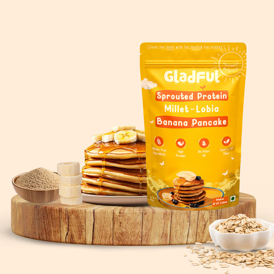 Gladful Banana Pancake Mix with sprouted Millets and Lobia Masoor Protein -  150gms