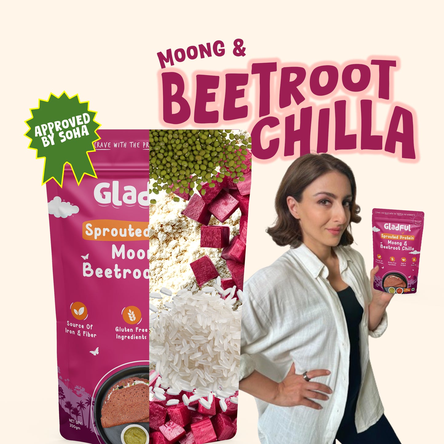 Beetroot Chilla with Sprouted Moong Instant Mix - 200gms