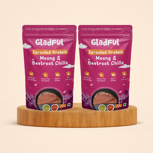 Gladful Beetroot Chilla with Sprouted Moong Instant Mix - Pack of 2*200gms