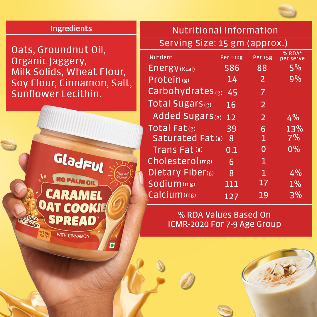 Caramel oat cookie spread nutrition facts ingredients and jar product image