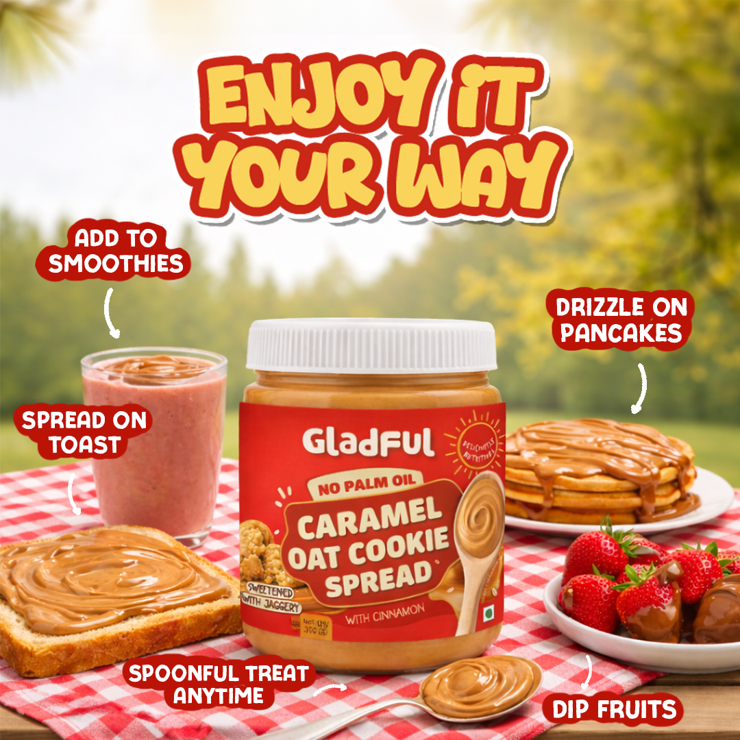 Caramel oat cookie spread serving ideas for toast smoothies pancakes fruits and snacks