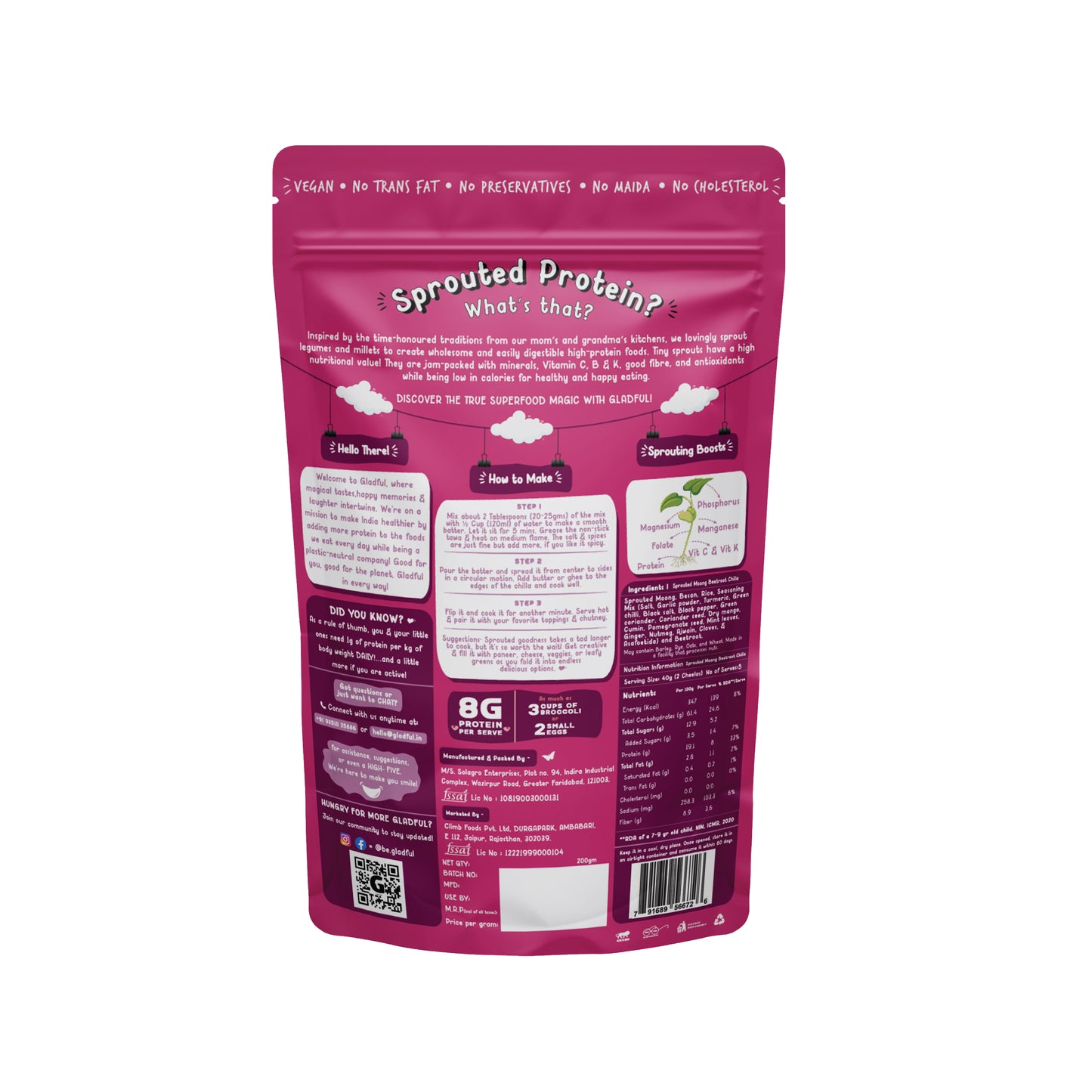 Sprouted Chilla Beetroot and Spinach Lentils Instant Mix Combo (Pack of 2)