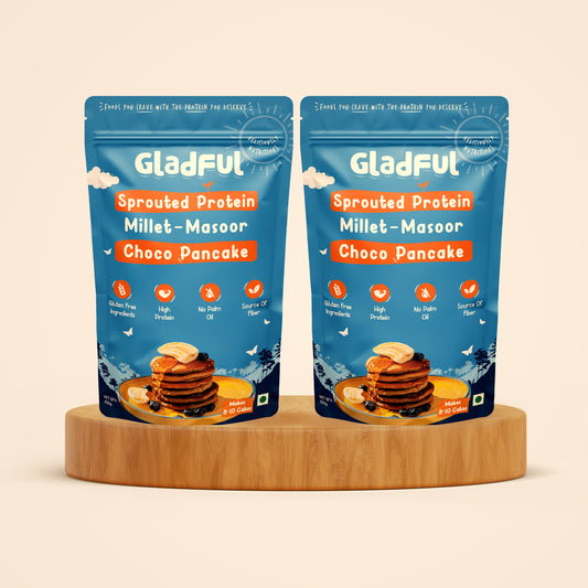 Gladful Choco - Banana Pancake Mix with sprouted Millets and Lobia Masoor Protein -  Pack of 2