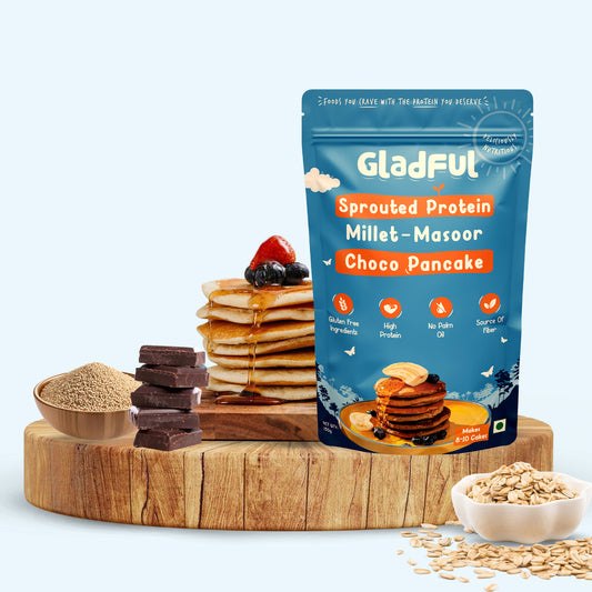 Gladful Choco - Banana Pancake Mix with sprouted Millets and Lobia Masoor Protein -  150gms