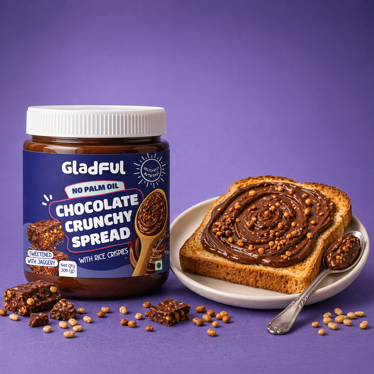 Gladful Chocolate Crunchy Spread 300g