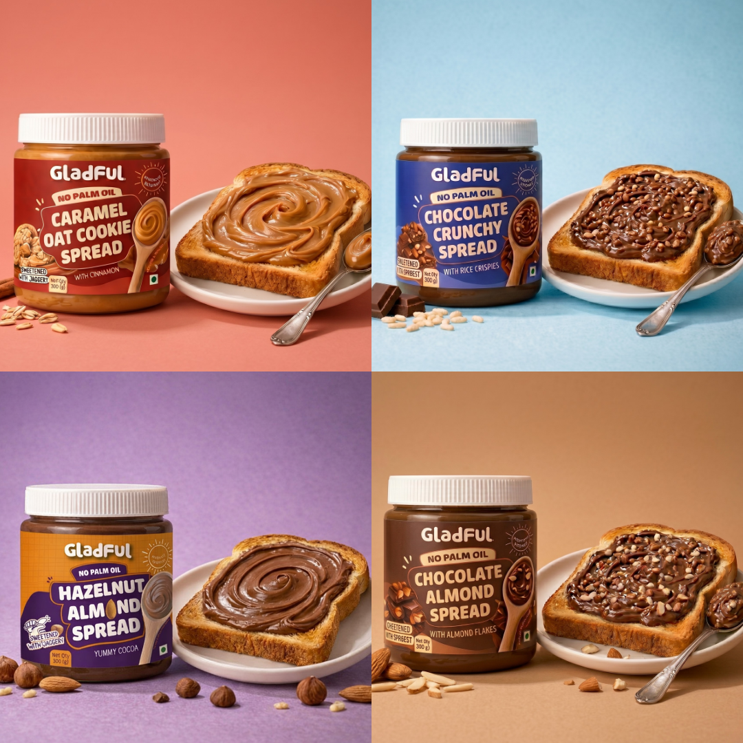 assorted chocolate and nut spreads combo pack of 4 jars healthy zero palm oil spreads